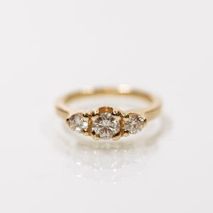White diamonds tri-stone ring