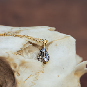 Meteorite pendant set with diamond