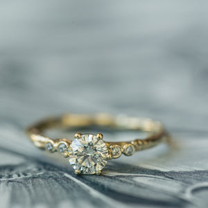 Branch ring with white diamonds