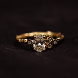 18k oval diamond cluster ring