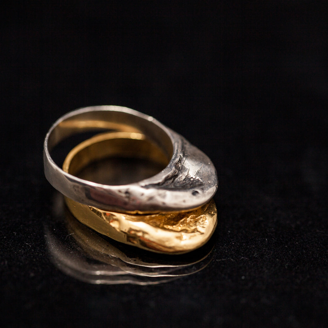 Tall Raw gold rings