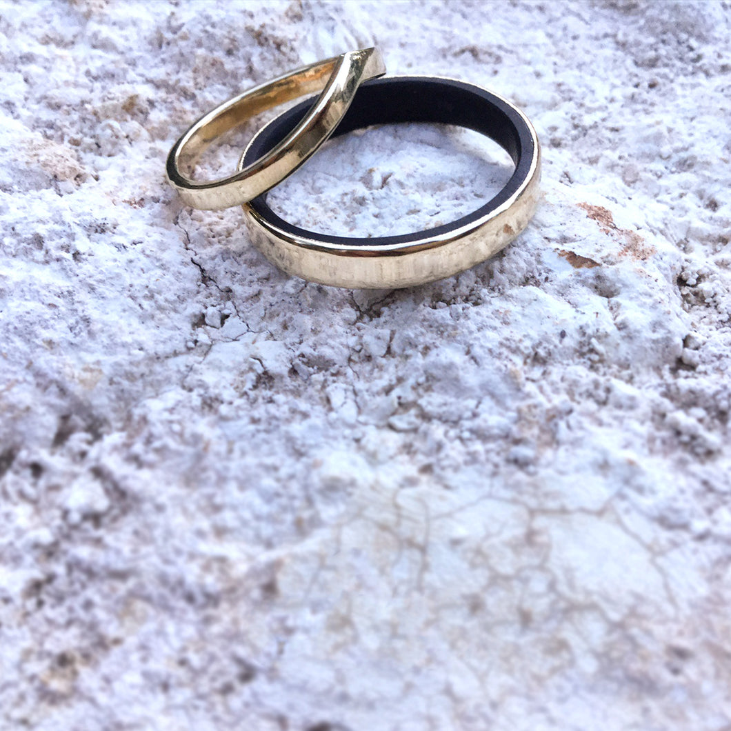 Wood & gold wedding rings