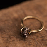 Gold meteorite standing ring