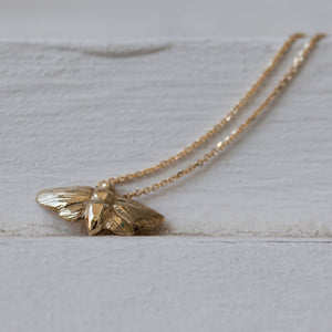 Small 14k gold Moth necklace