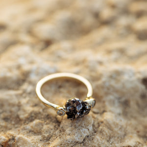 Meteorite tri stone ring