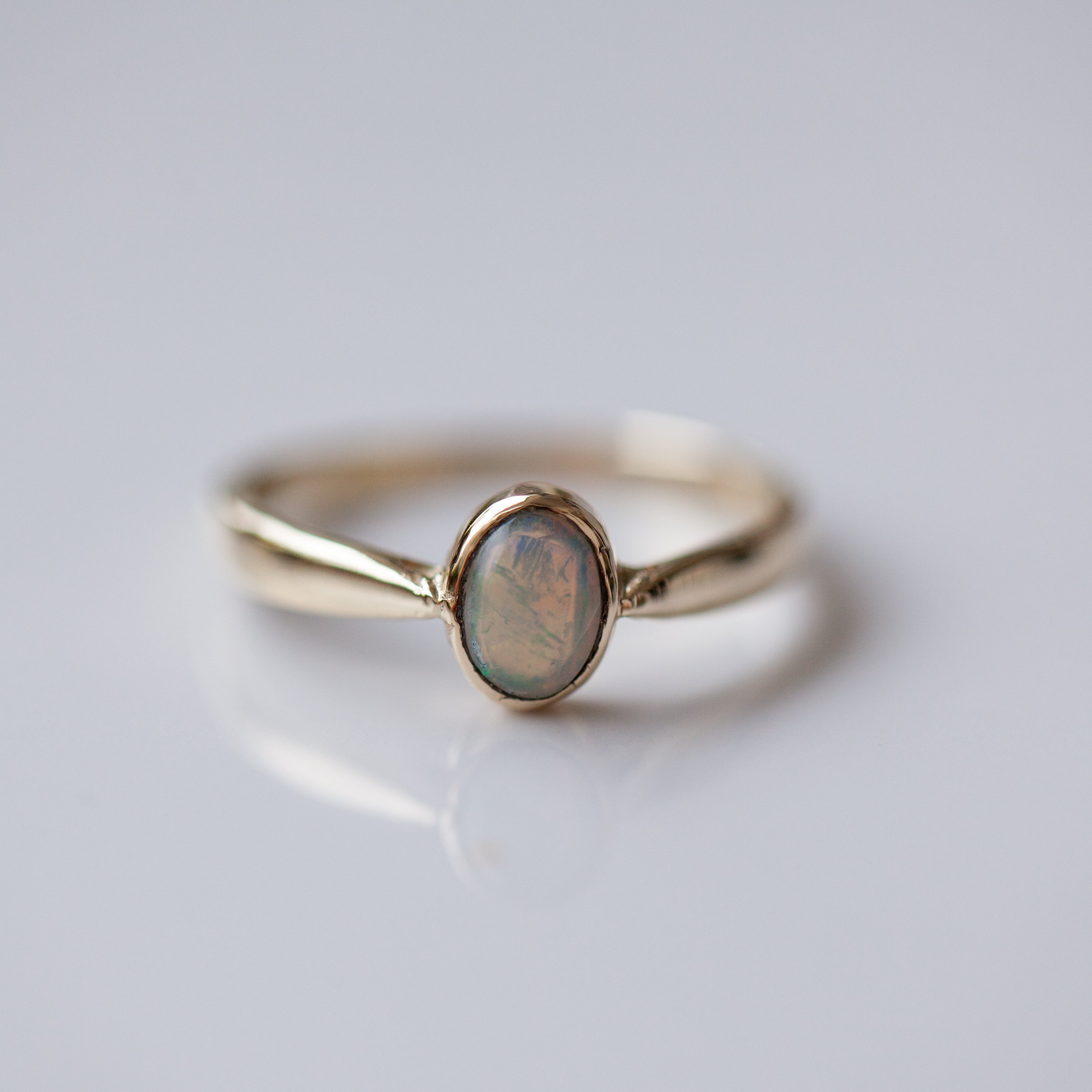 White australian opal ring