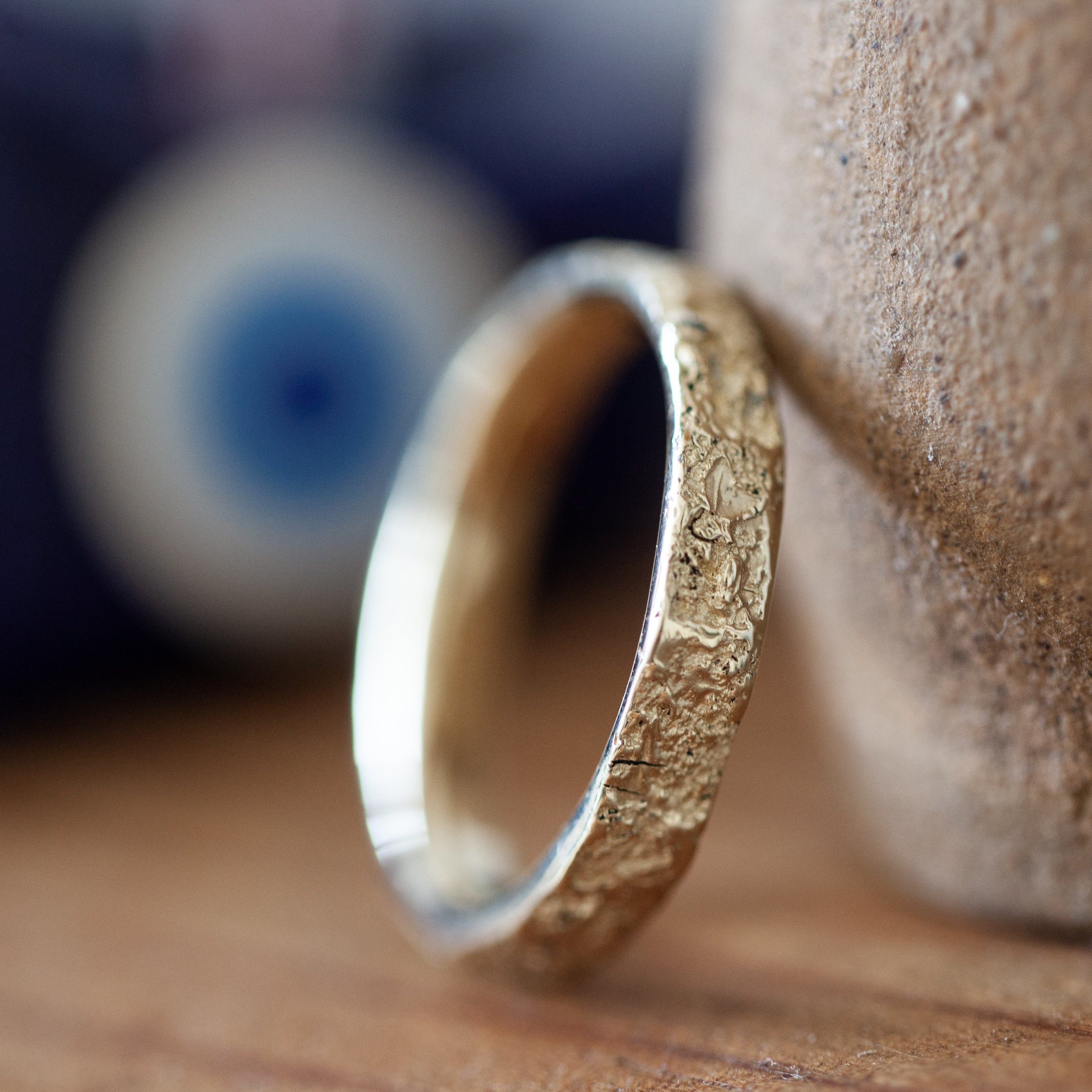 Stone textured wedding ring