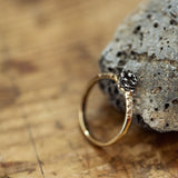Meteorite solitaire ring with diamonds