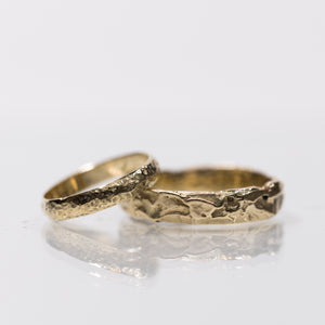 Boulder& textured half round wedding rings