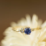 Purple sapphire &  small diamonds branch ring