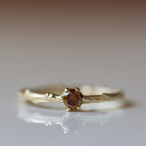 Round orange diamond branch ring
