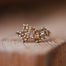 Load image into Gallery viewer, Salmon sapphire cluster ring
