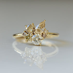 Champagne diamonds mixture cluster ring