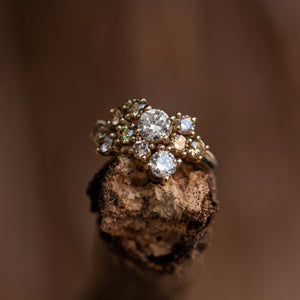Colorful champagne cluster ring