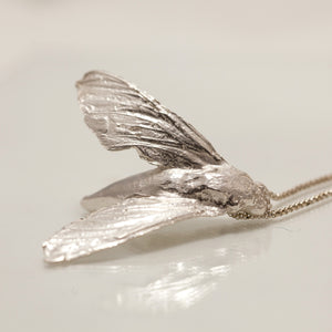 Large silver Moth necklace