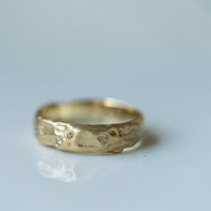 טבעת גולמית עם 3 יהלומים