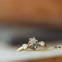 Load image into Gallery viewer, Raw diamond &amp; white cut diamonds gold ring
