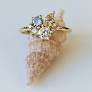 Champagne diamonds mixture cluster ring