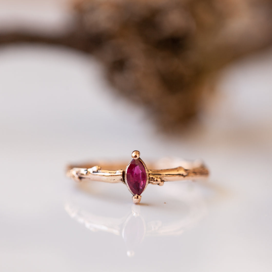 Ruby marquise branch ring