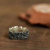 Wide raw cracked bark ring