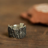 Messy tree trunk silver ring