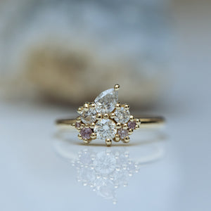 Whites and pinks dazzling cluster ring
