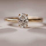 Diamond oval solitaire ring