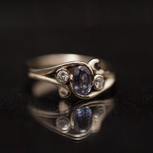 Unique tri-stone engagement ring