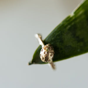 Beetle branch gold ring