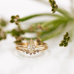 champagne pear crown ring