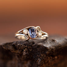Load image into Gallery viewer, Unique tri-stone engagement ring
