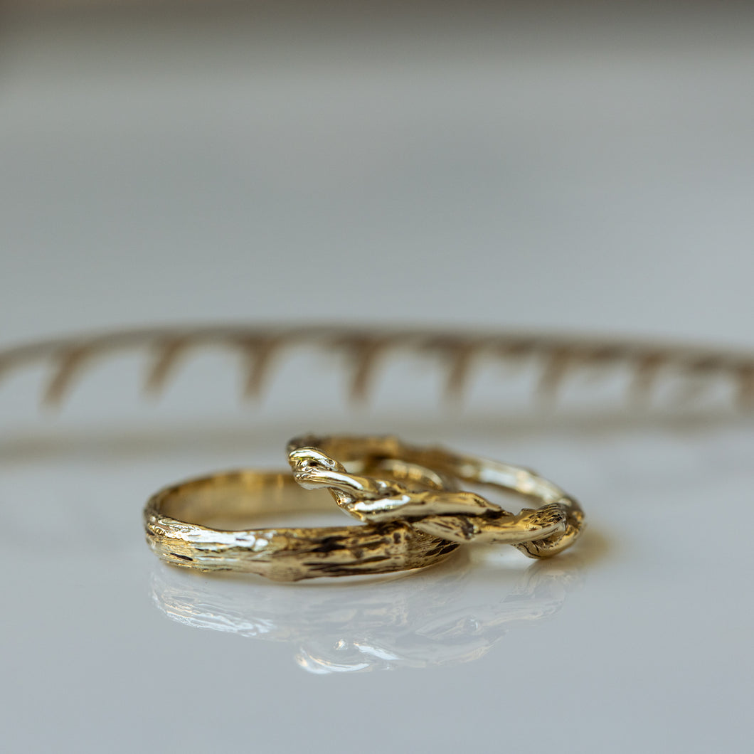 Twisted branch & tree trunk wedding ring