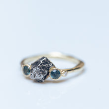 Load image into Gallery viewer, Meteorite, sapphires and diamonds raw ring
