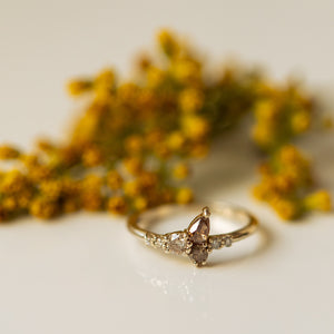 Small Brown drop cluster ring