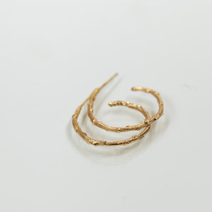 14k gold hoop branch earrings