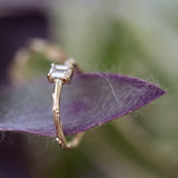 Emerald cut diamond branch ring