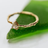 Champagne pear solitaire branch ring