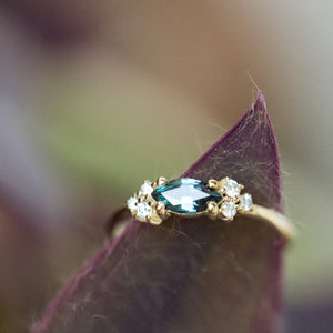 Sapphire parti Marquise cluster ring