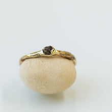 Load image into Gallery viewer, Raw gold ring with raw diamond
