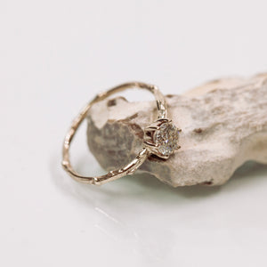 White diamond solitaire branch ring