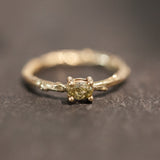Horizontal oval diamond branch ring