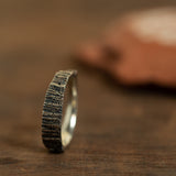 Narrow Grooved Silver Ring