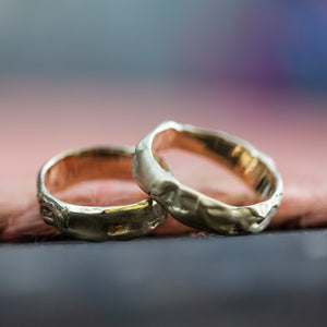 Raw liquid wedding rings