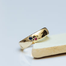 Load image into Gallery viewer, Chubby gold ring with sapphire &amp;ruby &amp;white diamond

