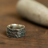 Wide and straight kernel silver ring