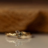 Branch cluster ring with champagne diamonds
