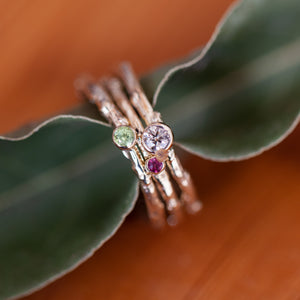 3 colorful gems branch ring