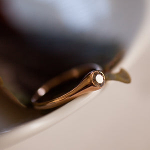 Smooth Brown diamond and red gold ring