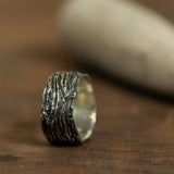 Wide and straight kernel silver ring