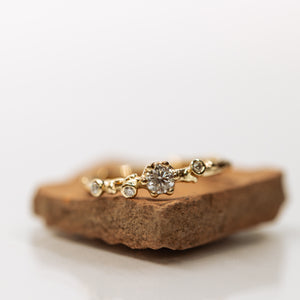 Coral Branch ring with white diamonds